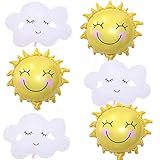 6Pieces Large Sun Foil Balloons Cloud Mylar Balloons for Kids Birthday Baby Shower Themed Party Decorations