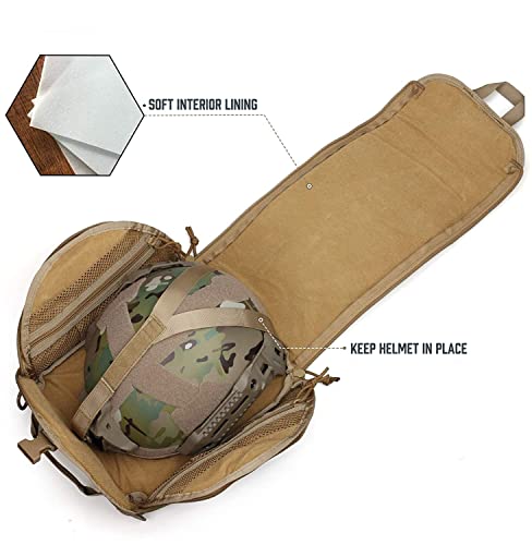 Farmsoldier Tactical Helmet Bag,Molle Helmet Bag Pack,Lightweight Padded Storage Bag For Carrying Airsoft Fast Motorcycle Mich Helmet Kahki, Khaki #TOP3
