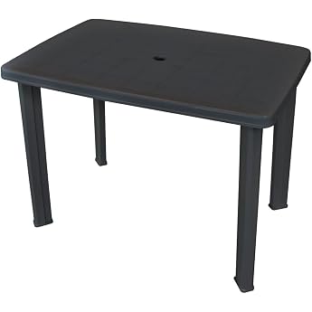 Myheimly Gartentisch mit Schirmloch Witterungsbest ndig Esstisch Campingtisch Tisch Terrassentisch Gartenm bel Kunststoff Anthrazit101 x 68 x 72 cm