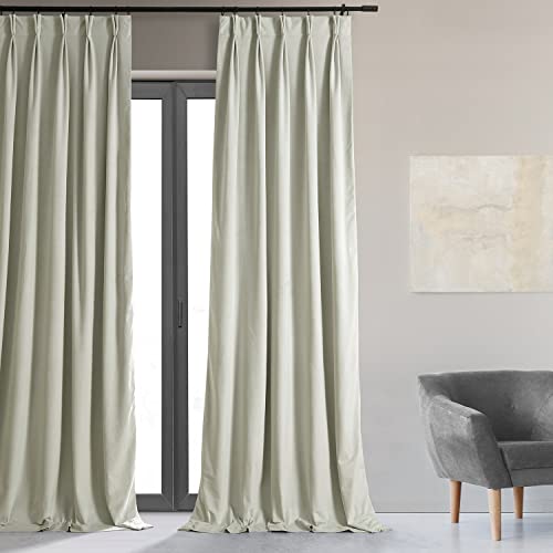 Hpd Half Price Drapes Velvet Blackout Curtains/Drapes - 108 Inches Long 1 Panel Blackout Curtain Signature Pleated For Living Room & Bedroom - 25W X 108L, Porcelain White #TOP1