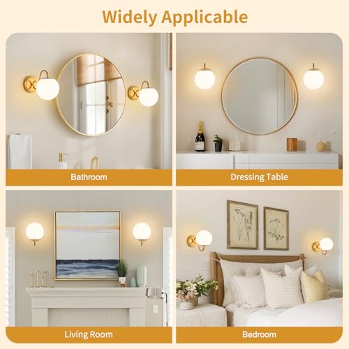 Image of Vintage Brushed Gold Bathroom Wall Sconces, Include G9 bull, 2-Pack