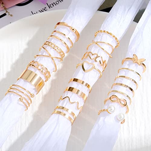 22Pcs Bohemian Knuckle Stacking Rings For Teen Girls,Women’s Multiple Stackable Rhinestone Pearl Flowers Joint Finger Rings Dainty Stack Gold Midi Rings Set Crystal Finger Rings Aesthetic Heart #TOP4