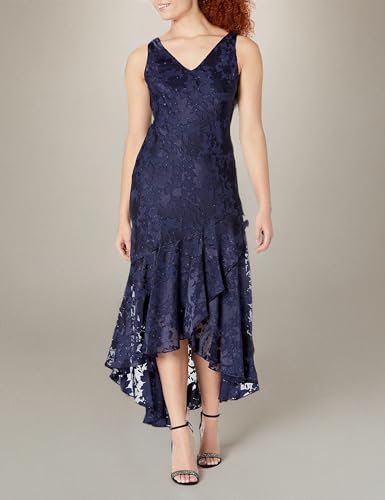 Image of Alex Evenings Womens Sleeveless Printed Chiffon Midi Spring /Summer Mother of The Bride Dress with Jacket & High-Low Hemline