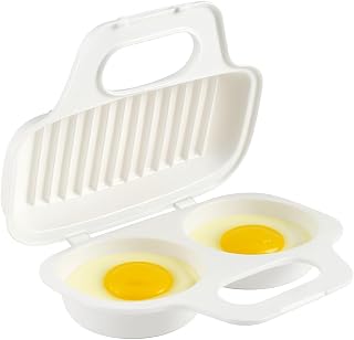 Dependable Industries BPA-Free Microwave Egg Poacher - 2-Cavity Nonstick Cooker for Quick Poached Eggs, Dishwasher Safe