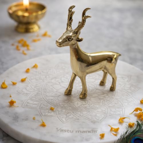 Image of Vastu Remedy Deer Idol for Energy, Stamina & Team Harmony | Pure Brass Decorative Showpiece for Home & Office | West-North-West Placement Brass Animal Figurine
