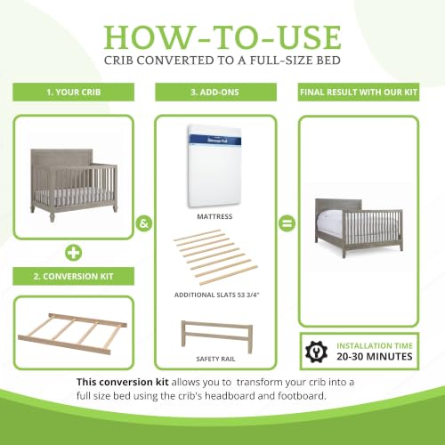 Image of CC KITS Full-Size Conversion Kit Bed Rails for SmartStuff Convertible Cribs by Universal Furniture - Solid Wood Rail - Toddler and Adult Bed Rail for Full-Size Beds - Nursery Furniture (Unfinished)