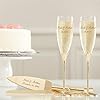 Personalization Universe Classic Gold Wedding Cake Knife & Server Set - Engraved with Names & Message, Wedding Essentials, Personalized Cake Cutting Serving Set