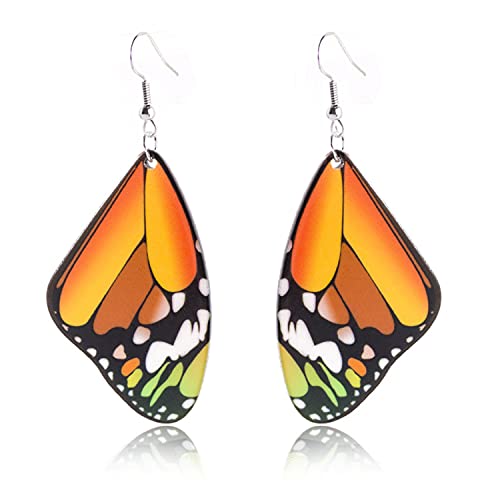 ANDPAI Unique Chic Charm Bohemia Colorful Acrylic Resin Monarch Butterfly Wing Drop Earrings Animal Butterfly Dangle Earring for Women Girls Statement Party Jewelry Gifts (Yellow)