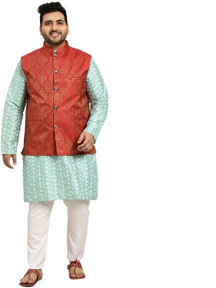 Image of SOJANYA (Since 1958, Men's Silk Blend Grey Kurta Pyjama & Silk Blend Jacket Combo