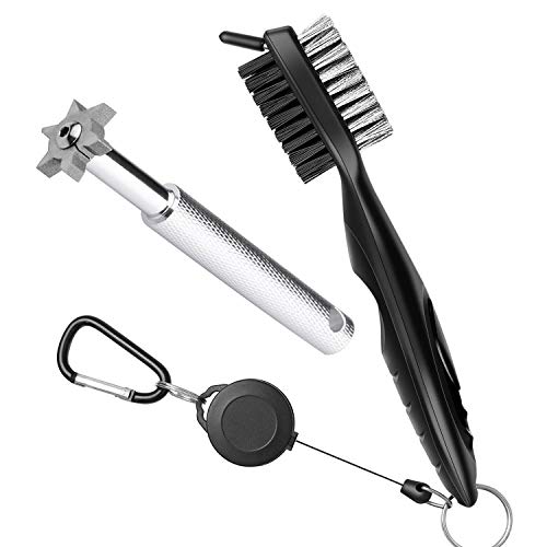 Golf Groove Sharpener Tool, Gzingen Golf Club Groove Sharpener and Retractable Golf Club Brush, Golf Accessories for Golfers, Practical Sharp and Clean Kits for All Golf Irons (silver)