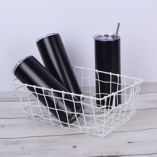Wzaytia 8 Pack 20 Oz Straight Skinny Tumblers,Individually Gift Boxed Stainless Steel Slim Skinny Tumbler Set Bulk, 20 Oz Insulated Slim Thin Travel Tumbler Cup For Diy, Black #TOP3