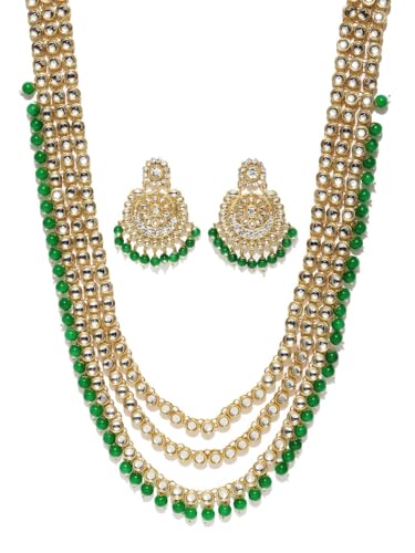 Juego de joyas en capas Kundan y oro para bodas y eventos elegantes DMZ-2313