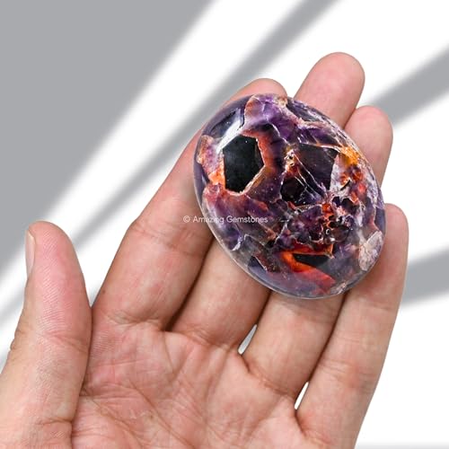 Image of Dreamy Amethyst Crystals and Healing Stones - Large Palm Stone Crystals Piedra - Crystal for Good Luck, Positive Energy, Meditation - Unique Stocking Stuffers and Birthday Gifts for Women, Men