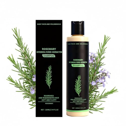 220ml / 7.4 fl. oz Organic Rosemary Hair Growth Shampoo Rosemary Shampoo with Hydrolyzed Keratin Strengthening & Thickening Shampoos for Weak or Thinning-Looking Hair Silicone-Free for Women & Men
