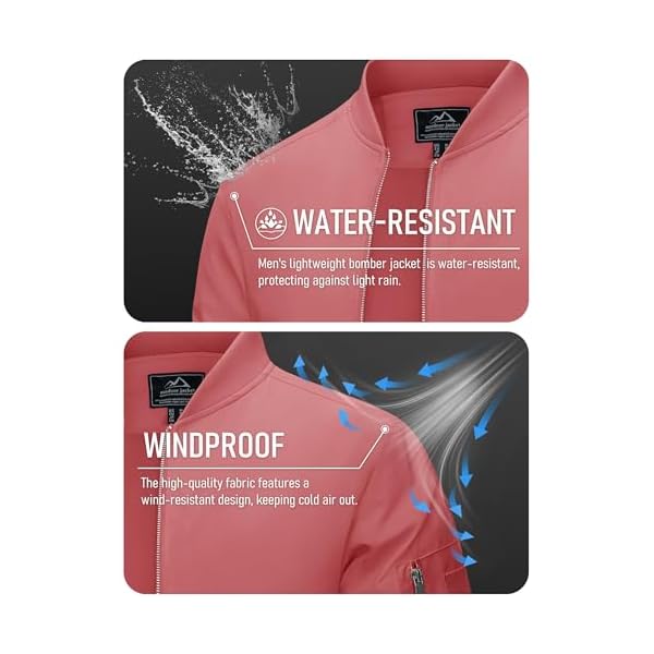 MAGCOMSEN Men's Bomber Jacket Lightweight Casual Windbreaker Spring Fall Zip Up Coat with 5 Pocket