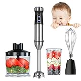 【Aplicación universal】Perfecto para preparar batidos, sopas, salsas, guacamole, arroz de flores, alimentos para bebés, mantequilla para hornear y más en segundos. El vaso mezclador y el cuenco para picar están 100% libres de BPA para un uso seguro.