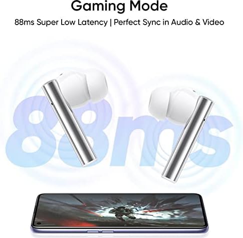 realme Active Noise Cancelling Wireless Earbuds, Buds Air 2 Hybrid ANC in Ear Headphones, Bluetooth 5.2 IPX5 Stereo Earphones, 10mm Hi-Fi Bass Boost Driver, USB C, Smart Touch Control, White