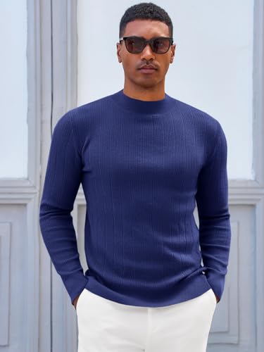 Runcati Mens Mock Turtleneck Sweater Slim Fit Casual Ribbed Knitted Pullover Fall Winter Basic Warm Sweaters2