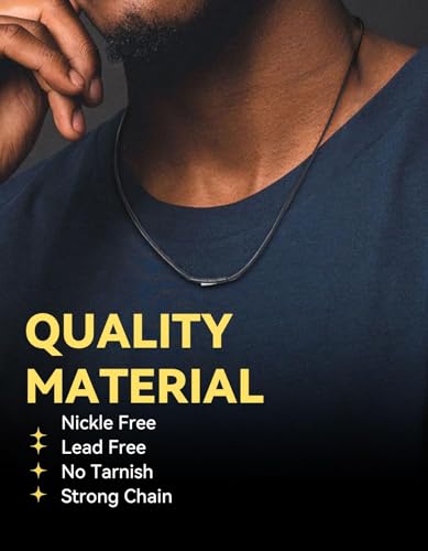 ChainsHouse Waterproof Braided Leather Cord Chain Necklace, Men Women DIY Woven Wax Rope Chain for Pendant, Customize Available, 2/3mm Width, 16" 18" 20" 22" 24" 26" 28" 30" Length(with Gift Box)2