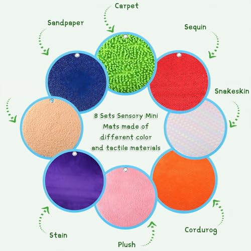 Image of Boao 8 Set Mini Sensory Mats Assorted Textured Play Mats Sensory Floor Tiles Educational Tactile Toys for Activity (8.7 Inch,Round)