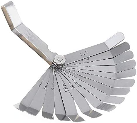 OriGlam Offset Feeler Gauge Set with 16 Blades, Standard Metric Offset Valve Feeler Gauge for Measuring Gap Width/Thickness 0.05mm - 1.0mm