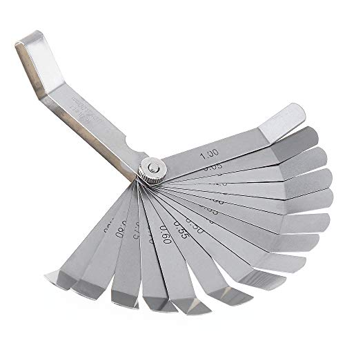 【Happy Shopping Day】Origlam Offset Feeler Gauge Set With 16 Blades, Standard Metric Offset Valve Feeler Gauge For Measuring Gap Width/Thickness 0.05Mm - 1.0Mm #TOP5