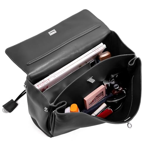 Bolso Tote de cuero genuino para mujer miniatura 6