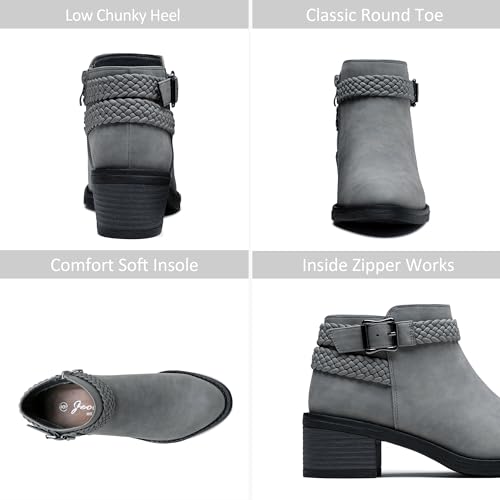 Jeossy Women's Ankle Boots, Low Heel Short Booties, Dress Fall Boots with Inner Zipper3