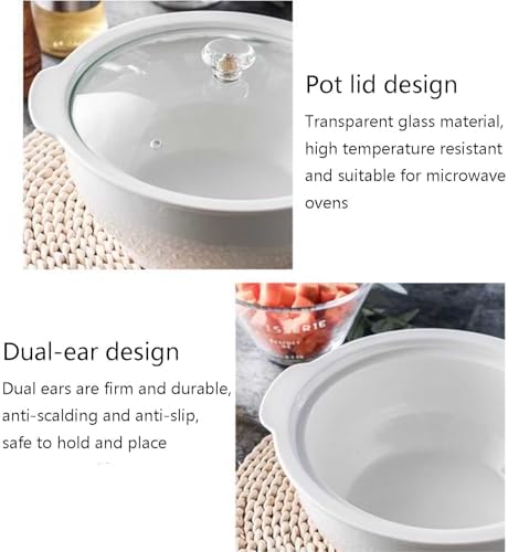 Serving Soup Tureen Set with Lid and Ladle 1800ml Ceramic Bowl for Entertaining and Home Decor Double Handles
