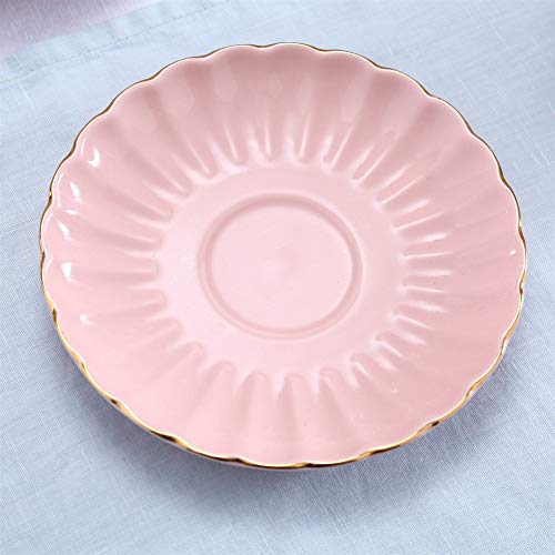 Heasa Porcelain British Royal Series Single Tea Coffee Cup with Saucer, 8 Ounce Cappuccino cup, Latte cup, Expresso Mug(Pink for one) - Thumbnail 3