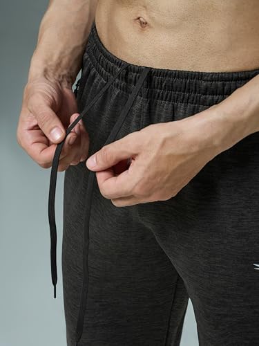 Image of TECHNOSPORT Men's Melange Slim Fit Techno Dry Trackpants Drawstring 2-Pocket Polyester Joggers for Gym Running Workout UPF50+ Anti Odour