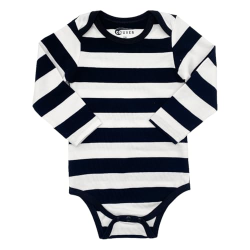 COUVER Unisex Baby Infant Toddler Long Sleeve Lap Shoulder Solid color Bodysuit Onesie2