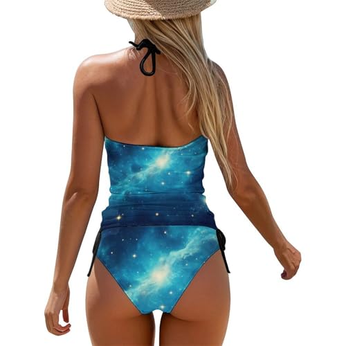 Womens Tankini Swimsuit Sexy Halter Tankini Top and Triangle High Neck Tummy Control Bathing Suit2