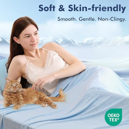 Image of Elegear Double-Sided Arc-Chill 3.0 Cooling Blanket for Hot Sleepers, Twin | Q-Max>0.5 Cooling Fabric, Absorbs Heat to Keep Body Cool, Lightweight Summer Blankets for Night Sweats & Menopause, 59 inchx79 inch