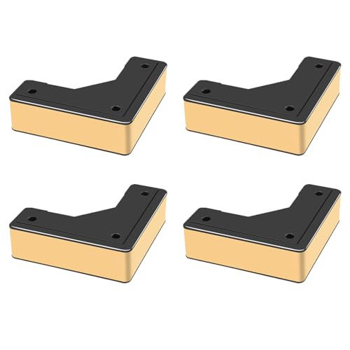 Elevador de muebles, 4 piezas de acero inoxidable for cama, sofá, patas de apoyo resistentes que soportan hasta 500 kg(Gold,8cm)