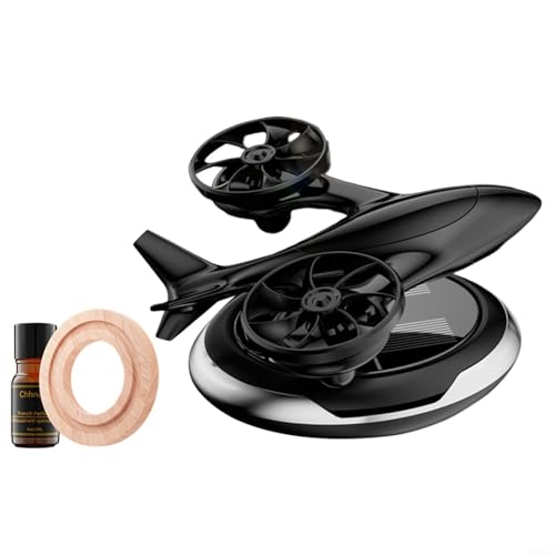 BEAZOOM Solar Powered Rotating Helicopter Car Air Freshener Aromatherapy Diffuser Vehicle Interior Decoration, Alloy Body, Silver(Black)