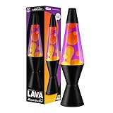 LAVA® - Lampe 2323, gelbes Wachs, lila Flüssigkeit, schwarzer Sockel und Deckel, Original 14,5 Zoll Bewegungslampe der Marke
