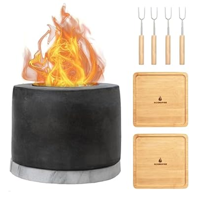 Roundfire Tabletop Fire Pit with Smores Kit - Ethanol Fire Pit, Fire Bowl, Table Top Fire Pit, Mini Personal Fireplace for Indoor & Garden - Gifts for Women Housewarming Birthday