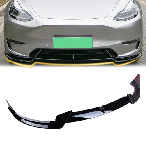 Front Bumper Lip Front Splitter Spoiler Front Wing Fit for 2017-2023 Tesla Model 3 Accessories Lip V Style (Glossy Black)