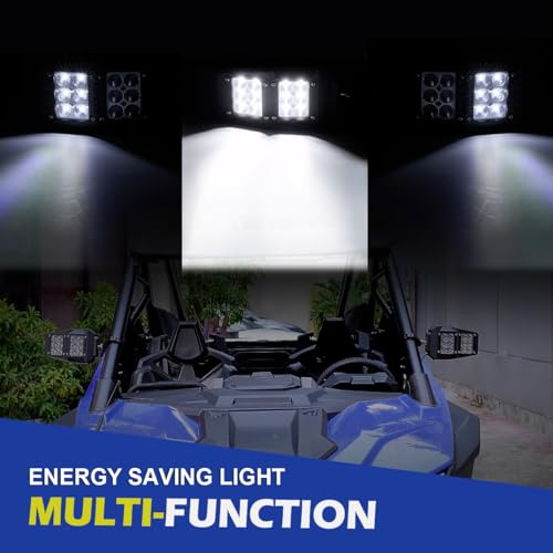 Image of WeiSen UTV Mirrors with Lights w /Wiring And Switch Automatic Reset SXS Mirrors Fit 1.75 inch - 2 inch Roll Cage Side View Mirror Compatible with Polaris RZR Ranger Talon Pioneer Maverick X3