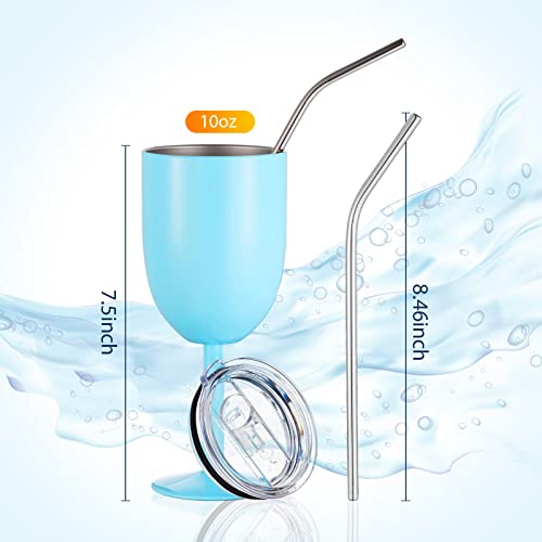 6 Pcs Insulated Wine Glasses With Lid Stainless Steel Wine Glasses Double Walled Vacuum Insulated Wine Tumbler And Drinking Straw For Formal And Outdoor Camping Picnics Portable Travel Goblet #TOP1
