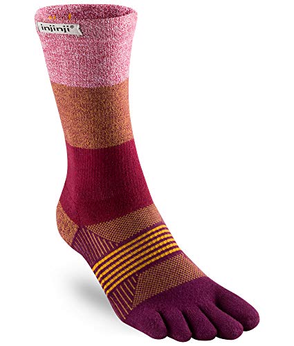 Injinji Women's Trail Midweight Crew Socks (X-Small/Small, Pomegranate)