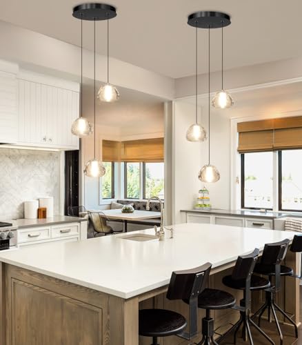 Image of Modern Chandelier Crystal Pendant Light for Kitchen Island Dining Room Bedroom Hallway Black