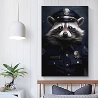 QBIREX Cuadros de pared de mapaches policíacos para sala de