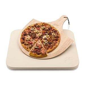 HANS GRILL Pizza Stone | Rectangular Pizza Stone for Oven Baking & BBQ Grilling with Free Wooden Peel | Extra Large 15 x…