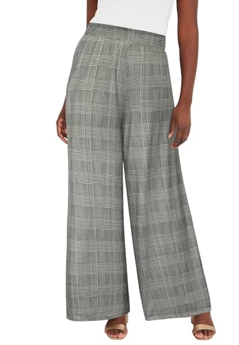 Jessica London Women's Plus Size Petite Stretch Knit Wide Leg Pant
