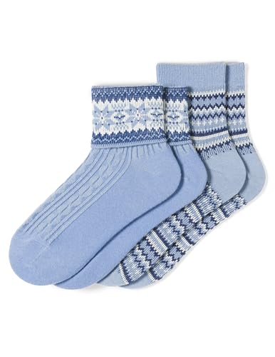 Chaussettes montantes anti pieds froids HUE Festive Fairisle lot de 2 paires hautes