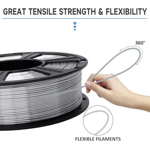 Image of Silk PLA 3D Printer Filament 1.75mm Filajoy3D 3D Printing Filament 250g Dimensional Accuracy + /- 0.03mm for Most FDM 3D Printers,Silver