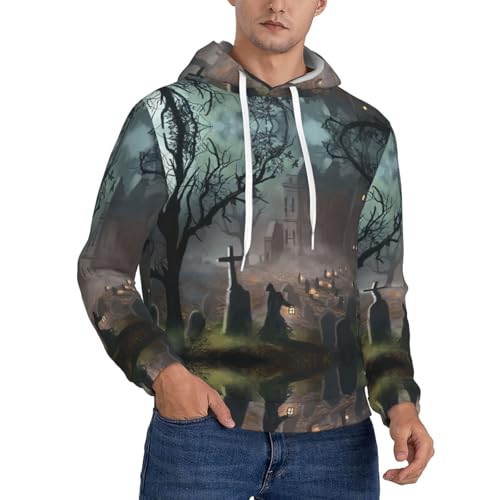 Sweat à capuche épais homme en coton lourd avec motif horreur graphique durable