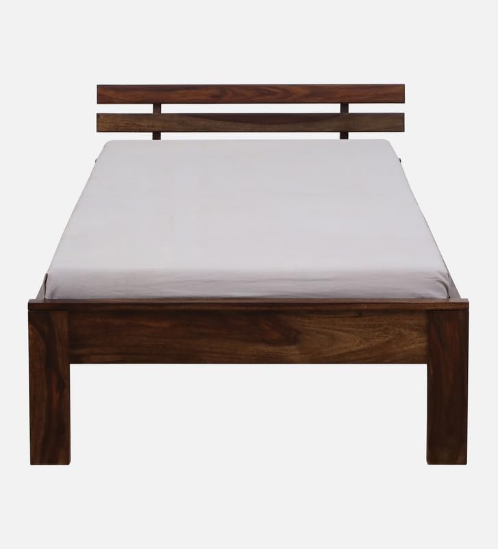 Image of Solid Sheesham Wood Admire Single Bed Without Storage | Wooden Single Bed Cot Palang Furniture for Bedroom Living Room Home and Hotel (Provincial Teak Finish)